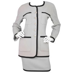 Chanel Grey & Black Wool Skirt Suit sz FR34 12