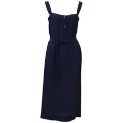 Vintage 1970's Givenchy Navy Blue Day Dress 