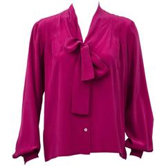 1980's Jean Halm Magenta Silk Blouse 11