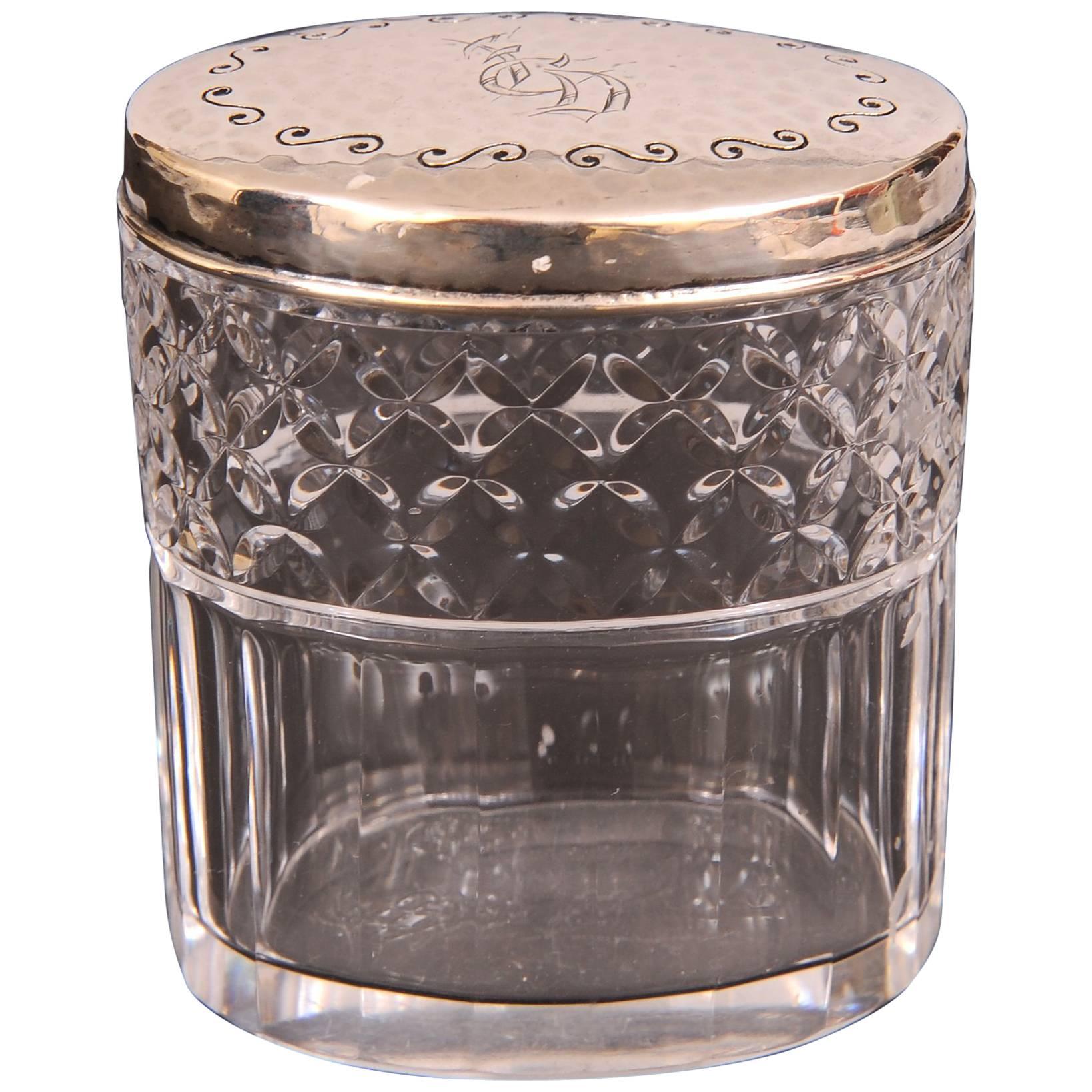 Tiffany & Co. Sterling Silver Topped Cut Glass Jar For Sale
