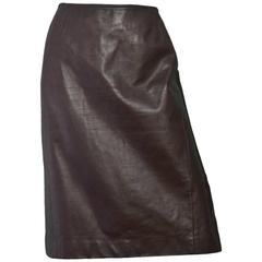 Akris Brown Leather Pencil Skirt US14
