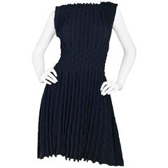 Alaia Navy Sleeveless Gathered Fit Flare sz FR42 5