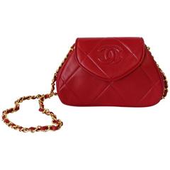 1990s Chanel Red Lambskin Quilted Mini Bag