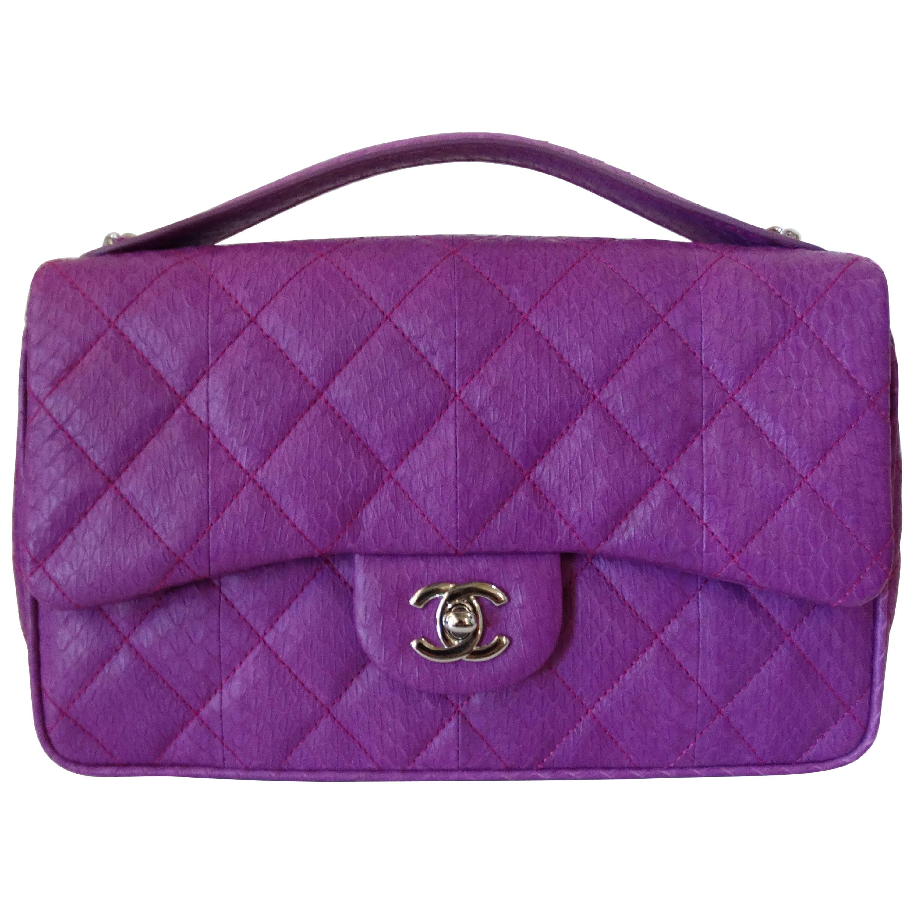 Chanel Purple Elaphe Watersnake Flap Bag, 2015