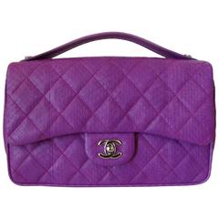 2015 Chanel Purple Elaphe Watersnake Flap Bag 1