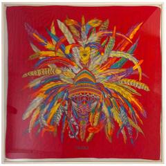Gorgeous Gucci Vintage Tribal Red Silk Scarf framed in Acrylic 8