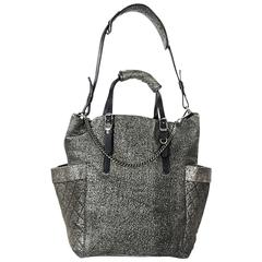 Matte Silver Jimmy Choo Leather Satchel