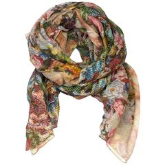 Dolce & Gabbana NEW Blush & Multi-Colored Mosaic Print Silk Scarf