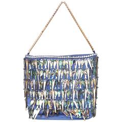 Dolce & Gabbana Vintage Blue Silk & MOP Evening Bag rt. $2,100 1