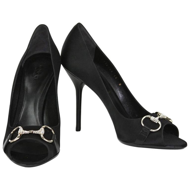 New GUCCI Hollywood Swarovski Crystals Black Satin Shoes Pump Heel It 39.5  - 9.5 at 1stDibs | gucci swarovski crystal sneakers, gucci swarovski shoes,  gucci hollywood shoes