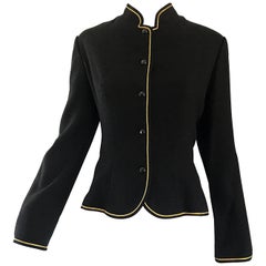 1960s Geoffrey Beene Black and Gold Military Inspired Vintage 60s Wool Jacket