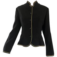 1960s Geoffrey Beene Black and Gold Military Inspired Vintage 60s Wool Jacket 2