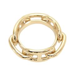 Hermes Regate Chain Gold Tone Scarf Ring 