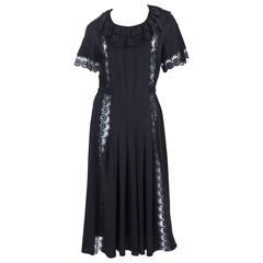 Vintage 1990s CHLOE Black Silk Dress with Lace Detail 11