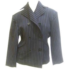 Issey Miyake Women's Pin Striped Double Breasted Wool Jacket ca 1990 2