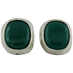 Yves Saint Laurent YSL Vintage Faux Jade Clip-On Earrings 2