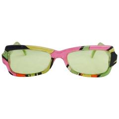 Vintage1960s Emilio Pucci Sunglasses with Iconic Print in Green, Pink & Orange