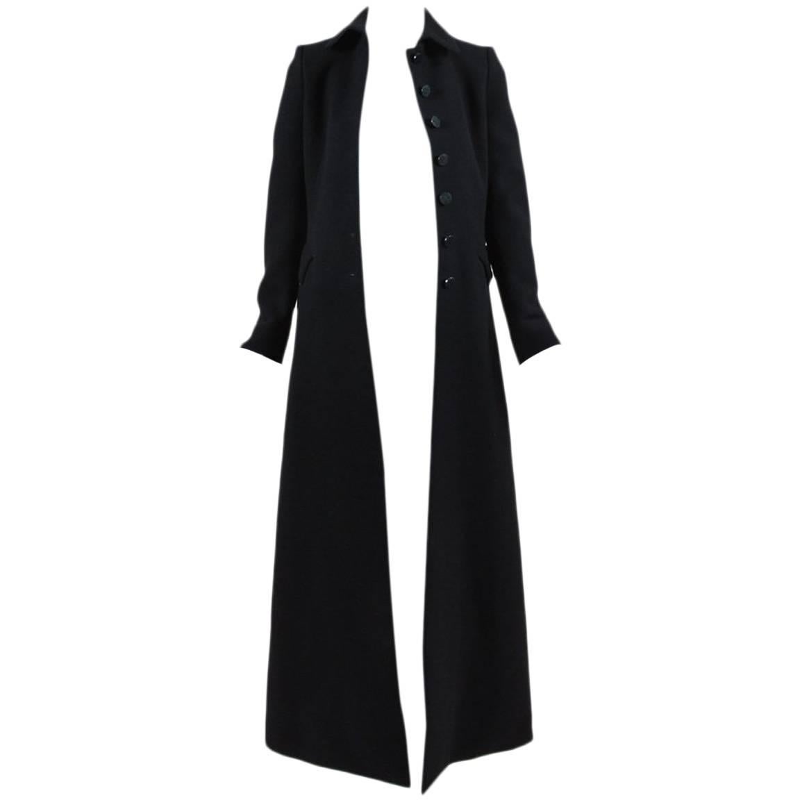 Alaia NWT Black Wool Paneled Single Breasted Long Sleeve Trench Coat SZ 38 For Sale