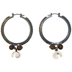 Stylish Gunmetal hoops with Shells