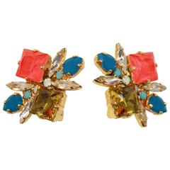 Bright and Beautiful Swarovski Cluster Earrings