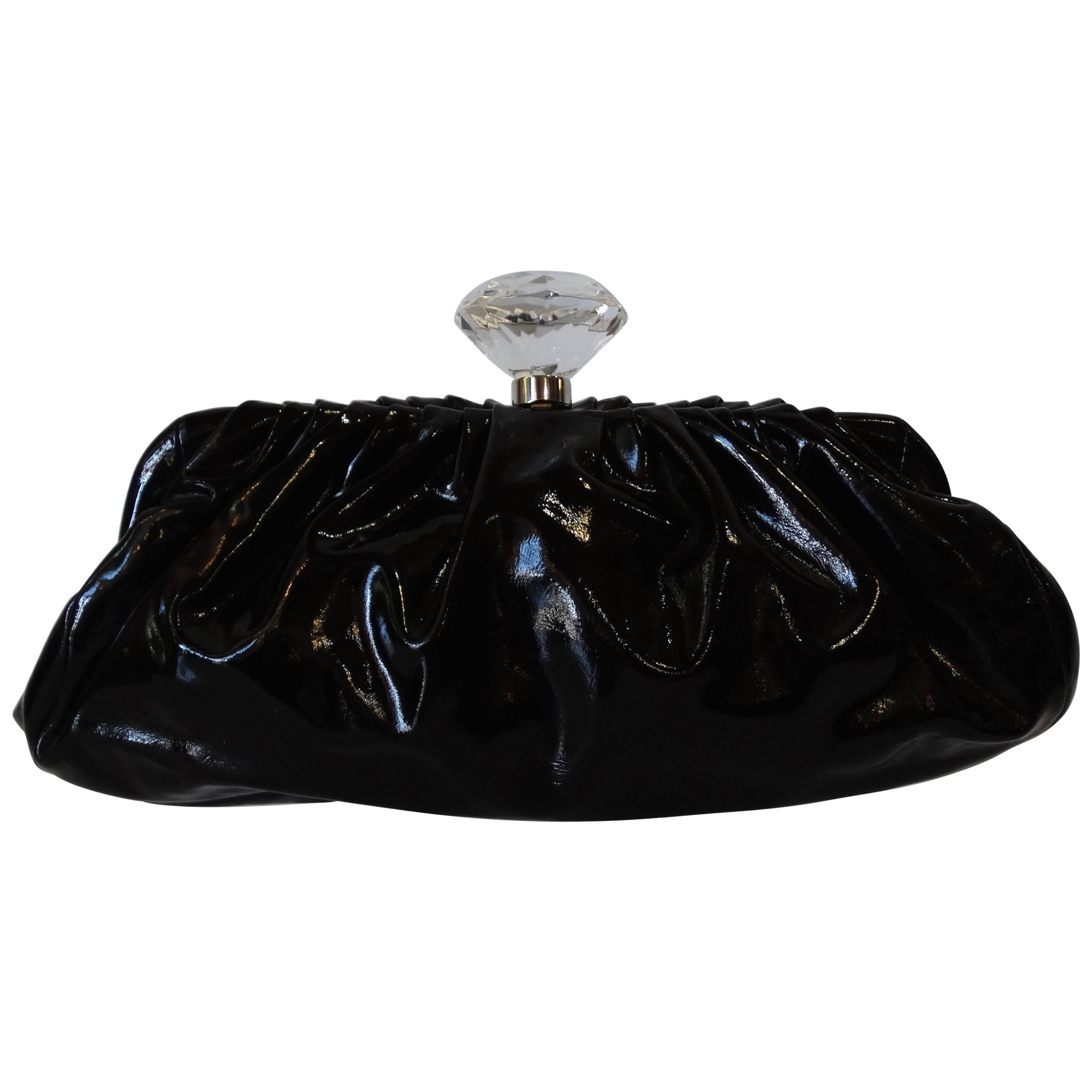 2000s Chanel Diamond Patent Leather Clutch