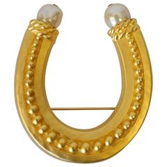 1980s Karl Lagerfeld Horseshoe Brooch 11
