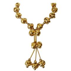 1970s William De Lillo Gold Knot Collar Necklace