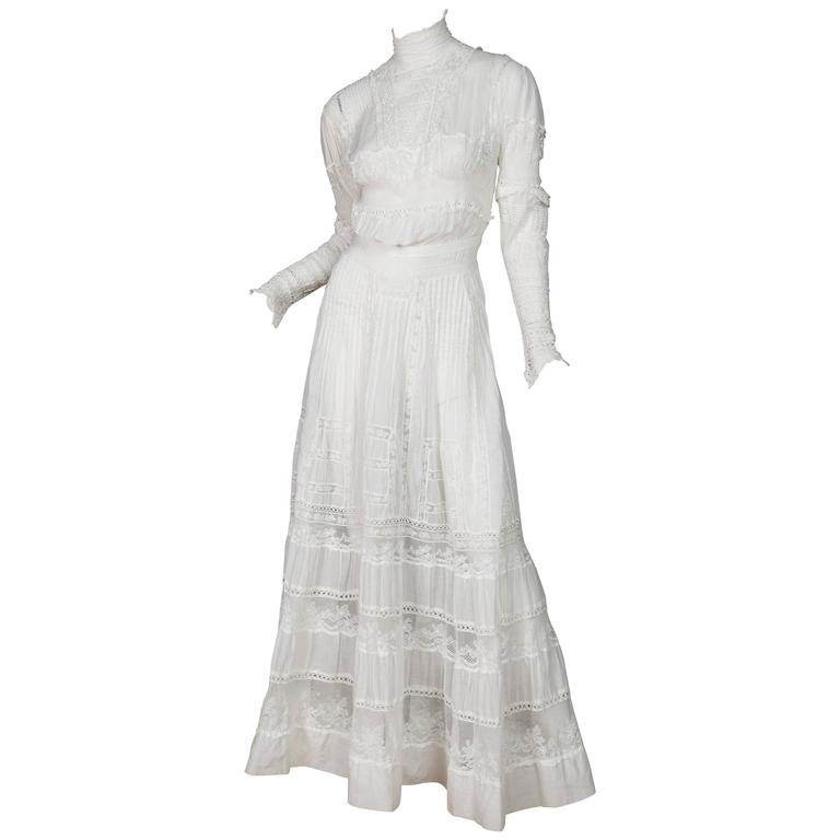 Circa 1900 Victorian Lace and Cotton Tea Dress at 1stDibs victorian