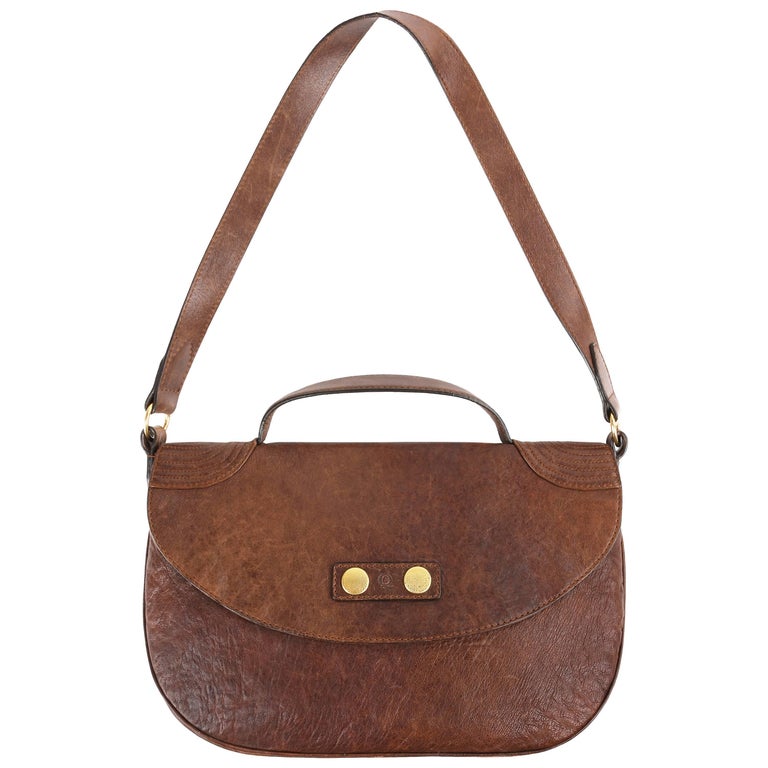 ALEXANDER McQUEEN "Faithful Flapper" Brown Distressed Leather Saddle