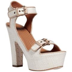 New GIVENCHY Raffia Sand Nappa Beige Platform Shoes Sandals It 39 - US 9 2