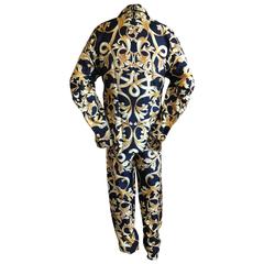 Pyjama pour hommes Versace en soie noir et or:: imprimé baroque:: non porté