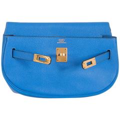 Hermes Kelly Pochette Clutch Blue France Convertible Belt Bag Vintage 8