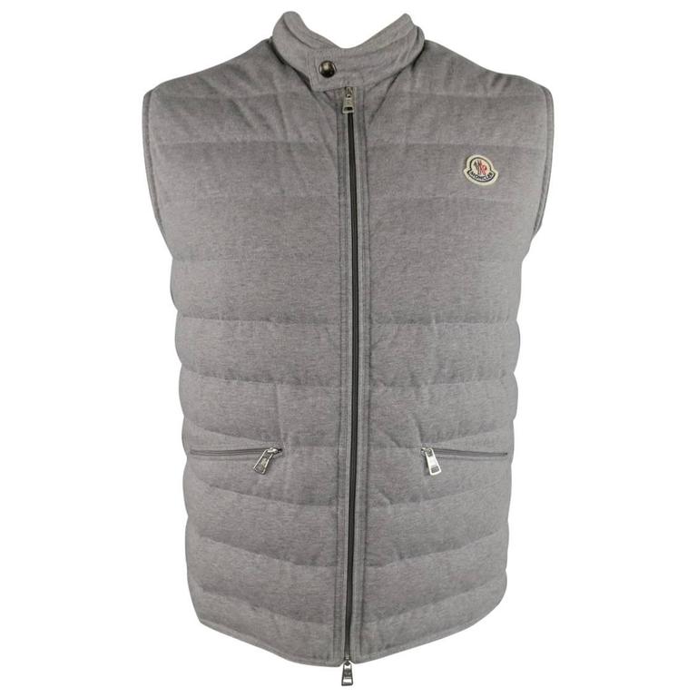 Men's MONCLER XXL Heather Grey Quilted Cotton Down Vest at 1stDibs | grey  moncler vest, moncler vest mens, moncler vest grey