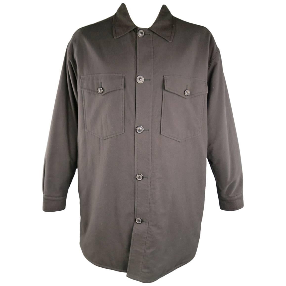 Men's MAISON MARTIN MARGIELA 42 Charcoal Cotton / Wool Oversized Shirt Jacket