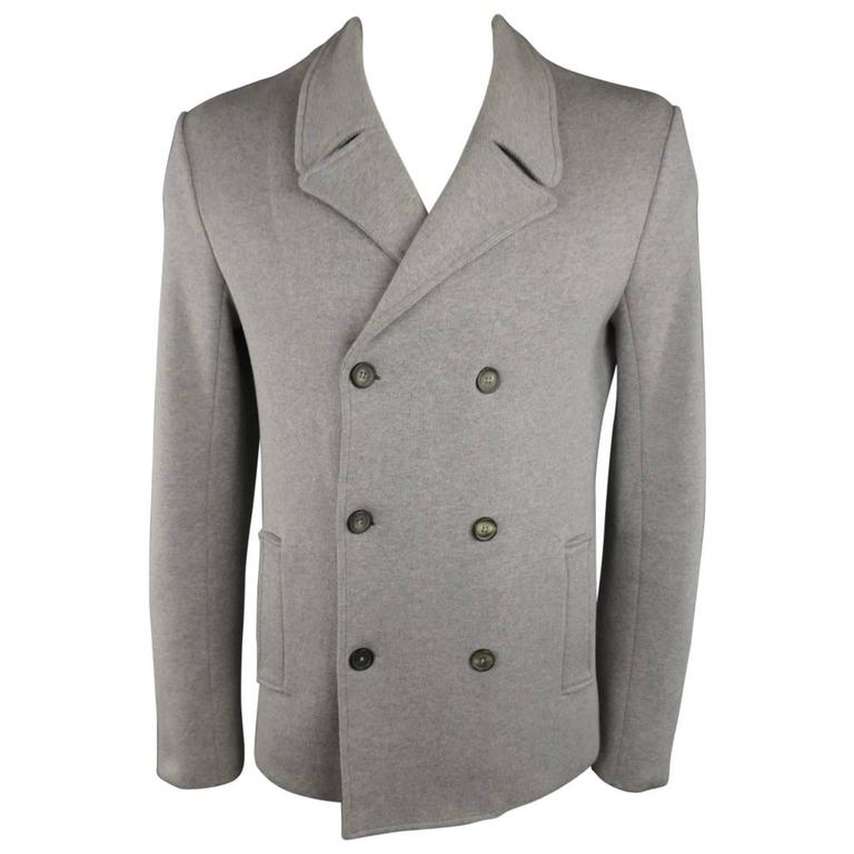 Men's JIL SANDER 42 Light Grey Cotton Knit Double Breasted Sport Coat