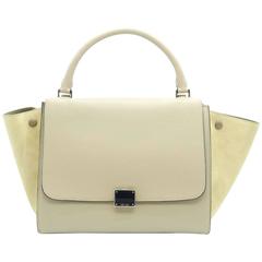 Celine Trapeze Beige Calfskin and Suede Leather Top Handle Bag