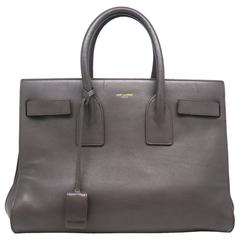 Saint Laurent Sac De Jour Grey Calfskin Leather Satchel Bag