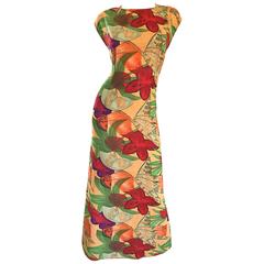 Vintage Halston Gorgeous Size 8 Botanical Tropical Print Cap Sleeve Maxi Dress 7