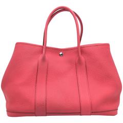 Hermes Garden Party PM Bougainvillier Pink Clemence Leather Tote Bag