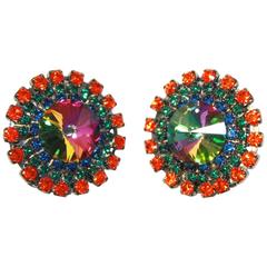 Bright Swarovski Crystal Discs Earrings