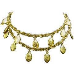Chanel Elegant Gilt Metal Charm Necklace in Chanel Box 10