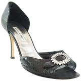 Manolo Blahnik - Tacchi d'Orsay in serpente nero con strass - 41
