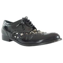 Dolce & Gabbana Schwarze Oxfords mit Ohrstecker und Strass - 41