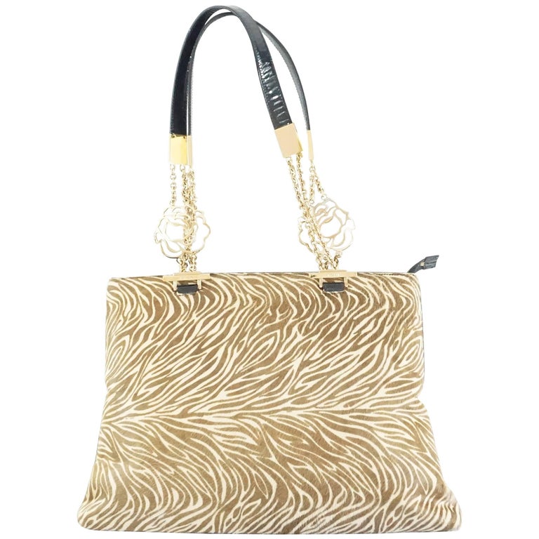 Vintage Versace Leopard-Print Pony Hair Shoulder Bag