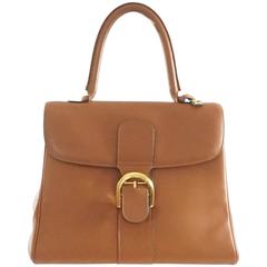 Delvaux Vintage Cognac Leather "Brilliant" MM Bag - GHW - Circa 1970