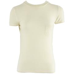 Chanel Ivory Cashmere Short Sleeve T-Shirt - 36