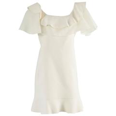 Valentino Ivory Wool Ruffle Dress with Pockets - 6