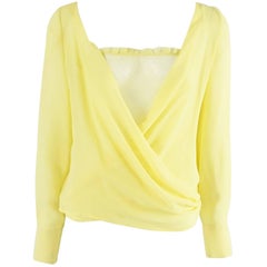 Vintage Versace Yellow Silk Blouse with Lace Tank Top - 40 - 1990's 