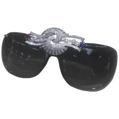 STACY ENGMAN ART ROYALTY - 4.5 Ct Diamond Sunglasses-Tiara  w 1cts Sapphire;Ruby
