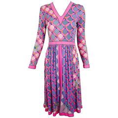 Vintage Alverado Bessi long sleeve silk knit print dress 1970s 4